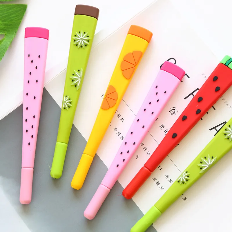 

New 3d pen cartoon character shape cute kids wholesale neutral ballpoint fruit silicone neutral pen