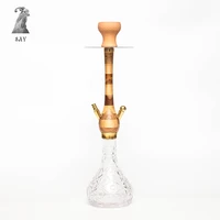 

Custom Design Natural Wood China Shisha Hookah With Hand Blown Glass