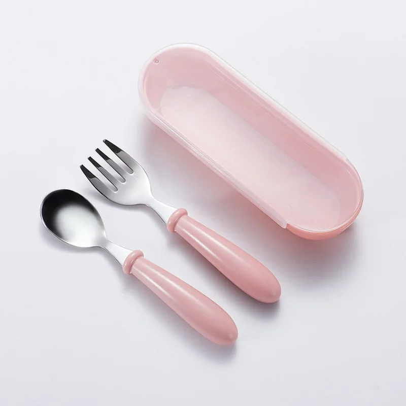 

Children's Cutlery Food Grade Sublimation 18/10 Stainless Steel Kids Cutlery with Plastic Handle, Pink / blue / green