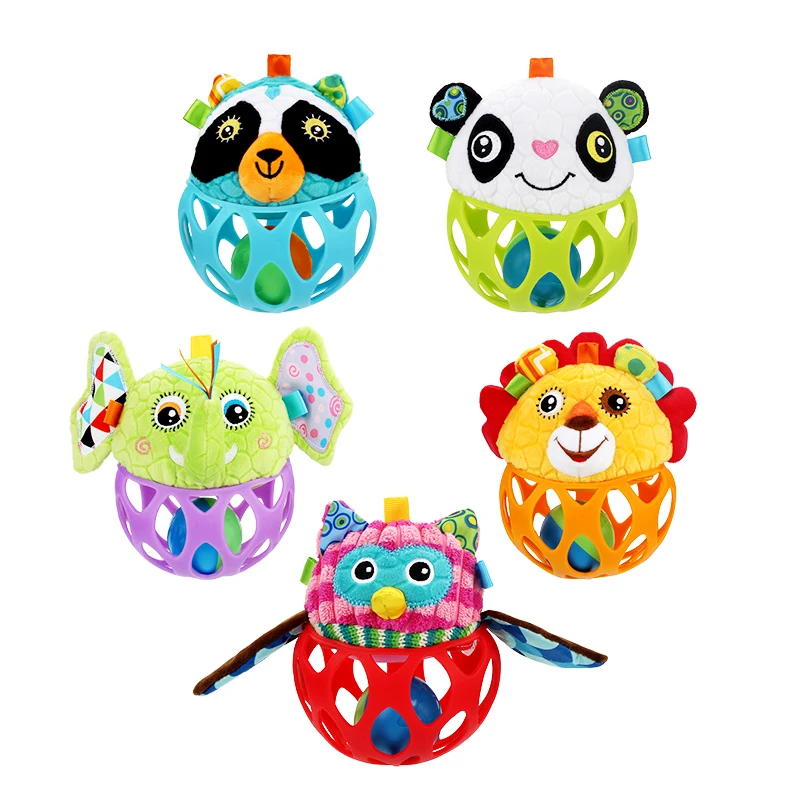 

built-in bell soft silicone baby rattle shaking baby ball toy crochet rattle