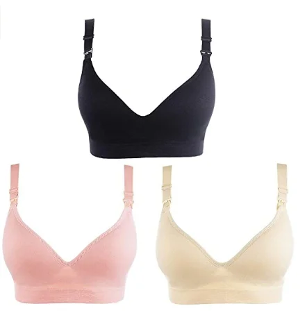 

Seamless Upper Buckle Pregnant Women Sleeping Nursing Bra, Black,pink,beige,grey
