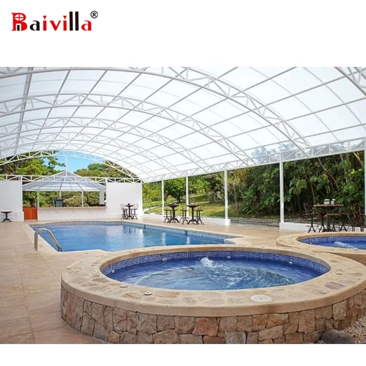 

Prefabricated Steel Structural Aluminum Frame Canopy Outdoor For Swimming Pool, Customized color