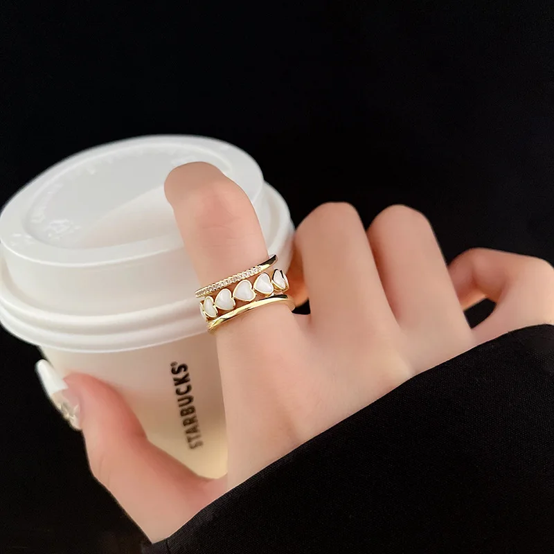 

Shangjie OEM Anillo chic romantic zircon engagement ring copper korean heart jewelry rings women gold plated finger rings