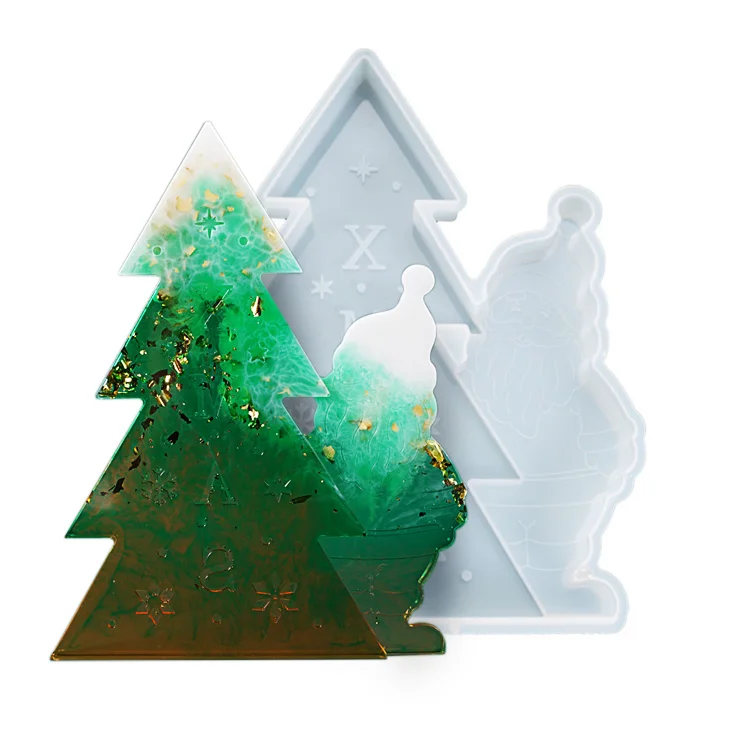 

Christmas Silicone Mold Ornament, Snowflake, Bell, Santa Hat, Elk, Christmas Tree, Stockings, White