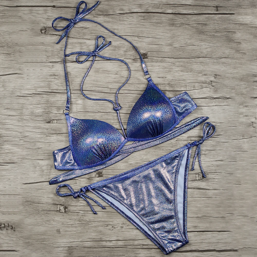 欧洲和美国的高端定制比基尼大胸性感三点式泳衣女沙滩度假分体式