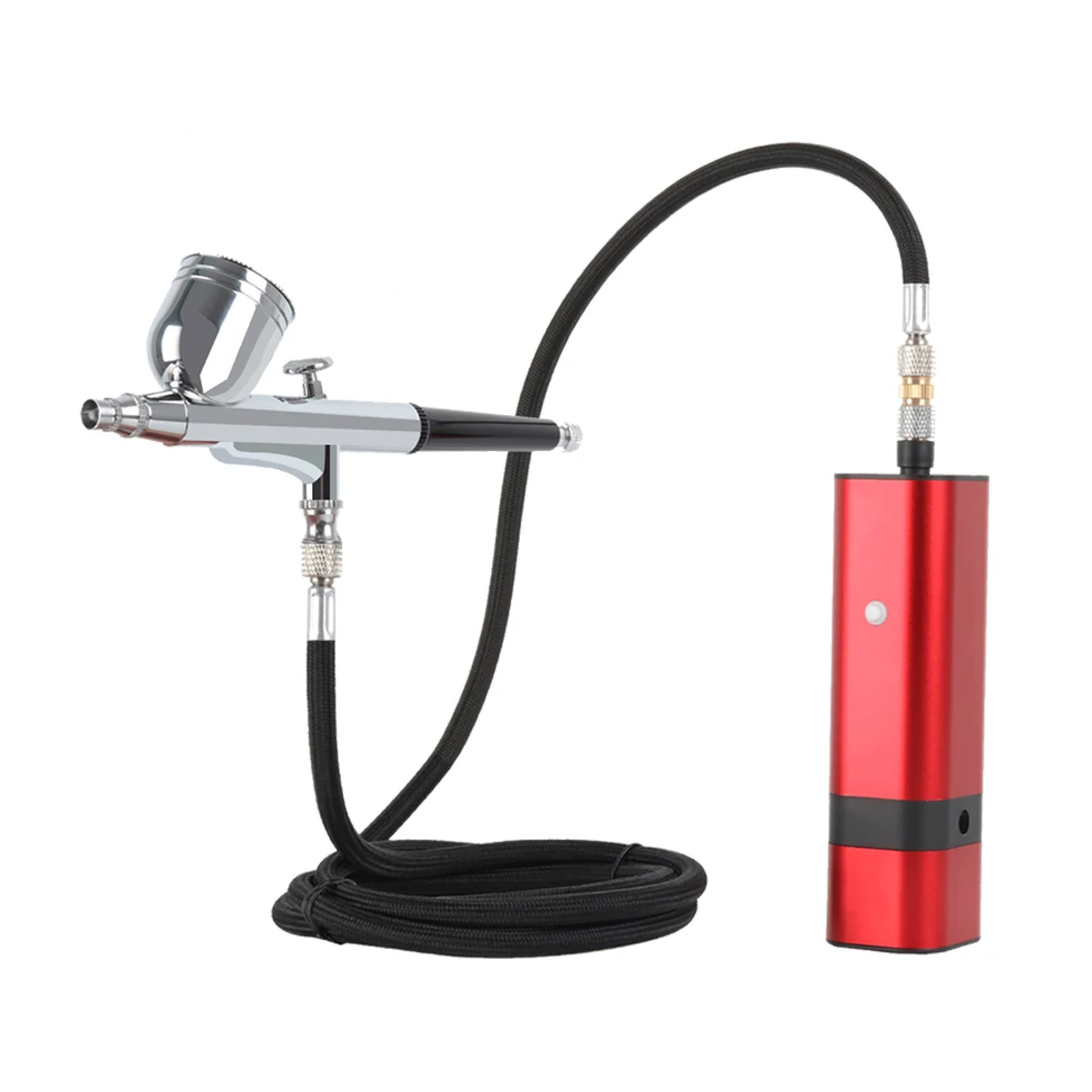 

High pressure upgraded portable convenient cordless airbrush rechargeable airbrush kit, Red,black