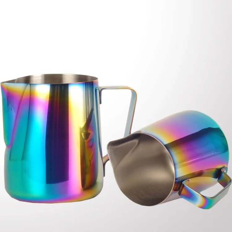 

Hot selling Muti color stainless steel milk pitcher milk jug with handle, Sliver/customized