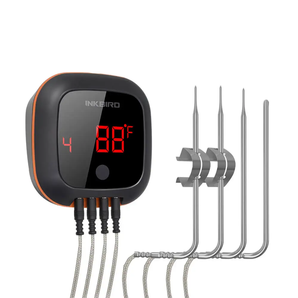 

Inkbird IBT-4XS wireless rechargeable digital good cook food bbq thermometer, Orange