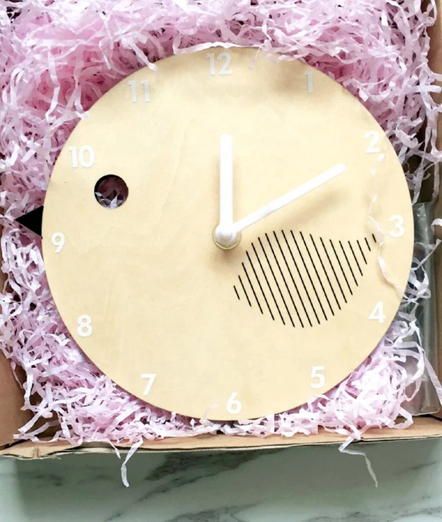 

Cute fox bird cartoon mute clock baby gift crafts baby toy wall hanging clock nursery decor