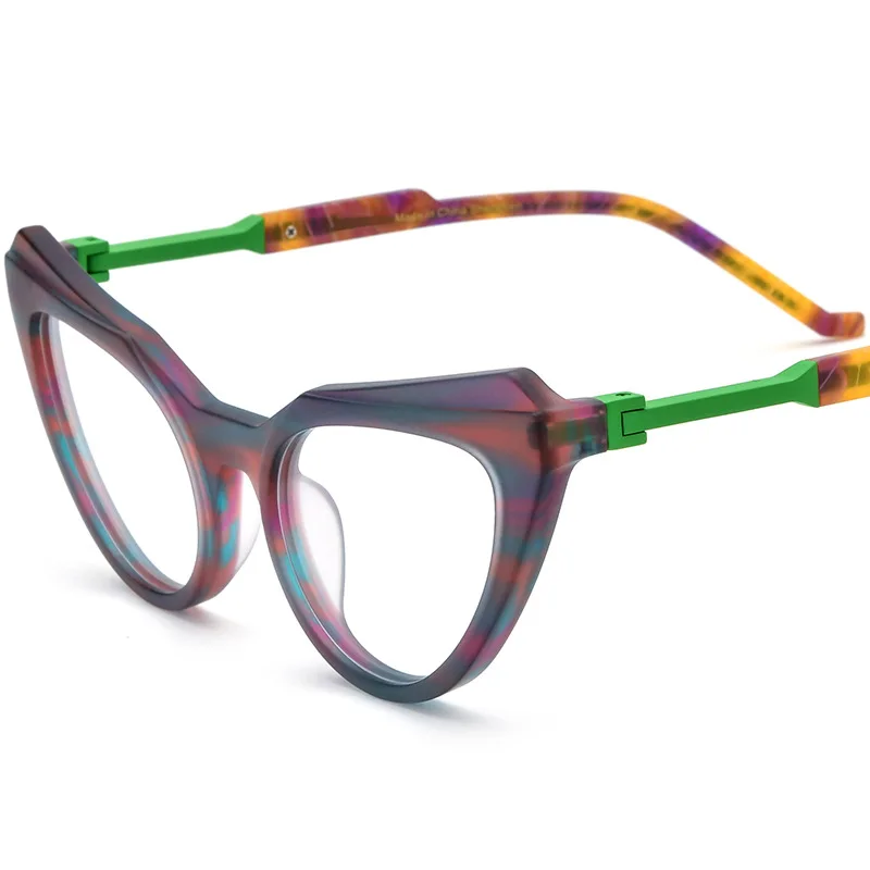 Unisex Custom Designer High End Fashion Transparent Uv Protection Metal Frame Cat Eye Sunglasses