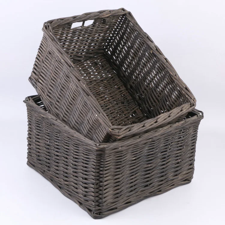 

A391 Household Rectangle Laundry Organizer Wicker Drawer Basket Living Room Hand-woven Sundries Clothes Storage Basket