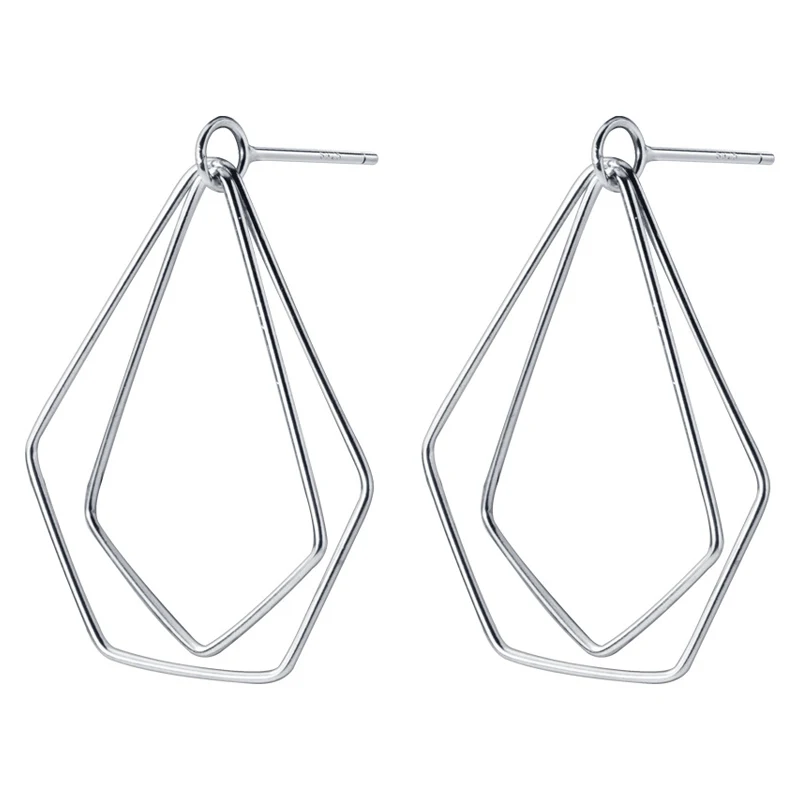 

2020 latest 925 sterling silver jewellery minimalist hollow irregular pentagon drop earrings women party wear