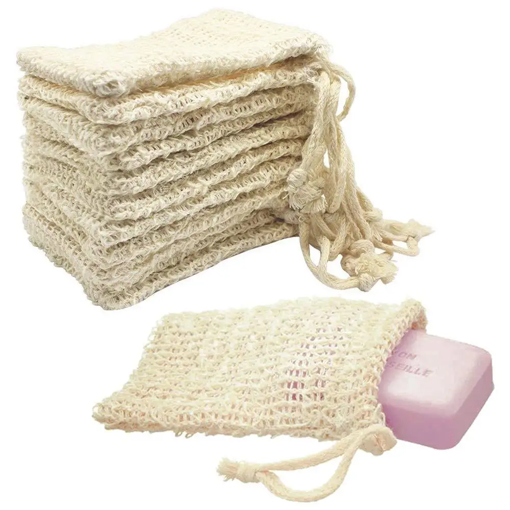 

H188 Bathroom Natural Eco Friendly Neatening Sisal Mesh Soaps Shower Saver Drawstring Holder Pouches Soap Foaming Net Bag, 1 colour,3 styles