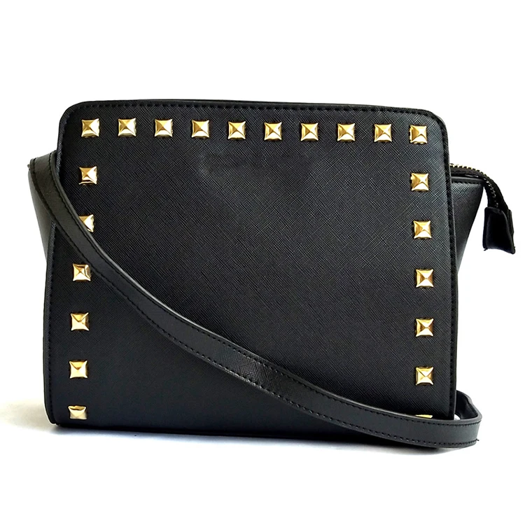 

Hot sale fashion rivet PU leather handbag women shoulder diagonal bag