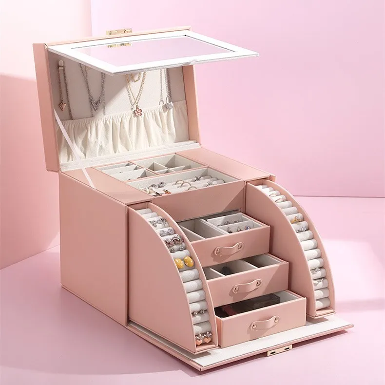 

High Quality Storage Box Custom Waterproof Organizer Warehouse In Stock Large Foldable jewellery Storage Box, Pink