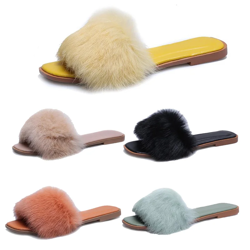 

Woolen Sheep Wool Fur House Slides Slippers Slides Famous Brand Luxury Indoors Outdoor Winter for Woman Fashion Leather