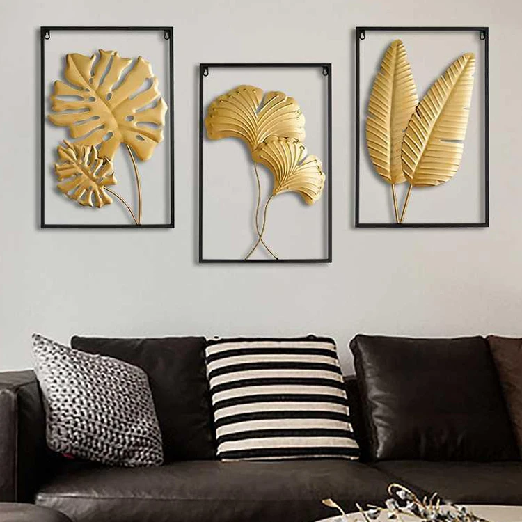 

Cast Iron Chinese Home Vintage Metal Gold Tree Leaf Wall Hanging Decoration Square