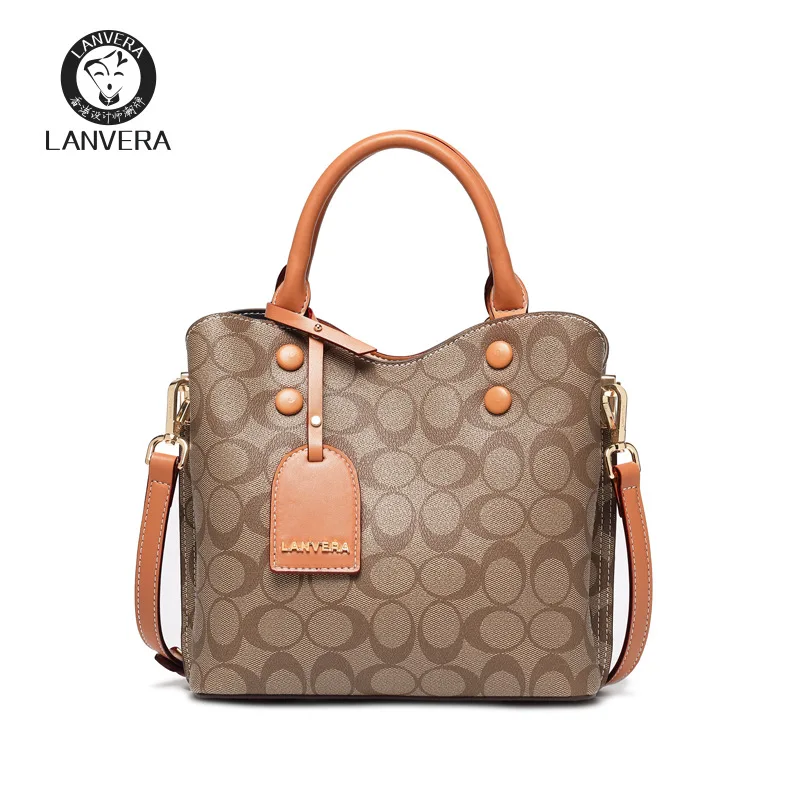 

New Style Fashionable Pu Leather Handbag Large Capacity Lady khaki handbag shoulder bag, Coffee khaki