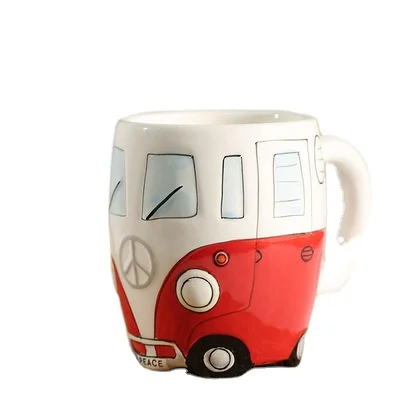 

Originality Ceramic Cups Hand Painting Retro Double Bus Mug, Like pictures