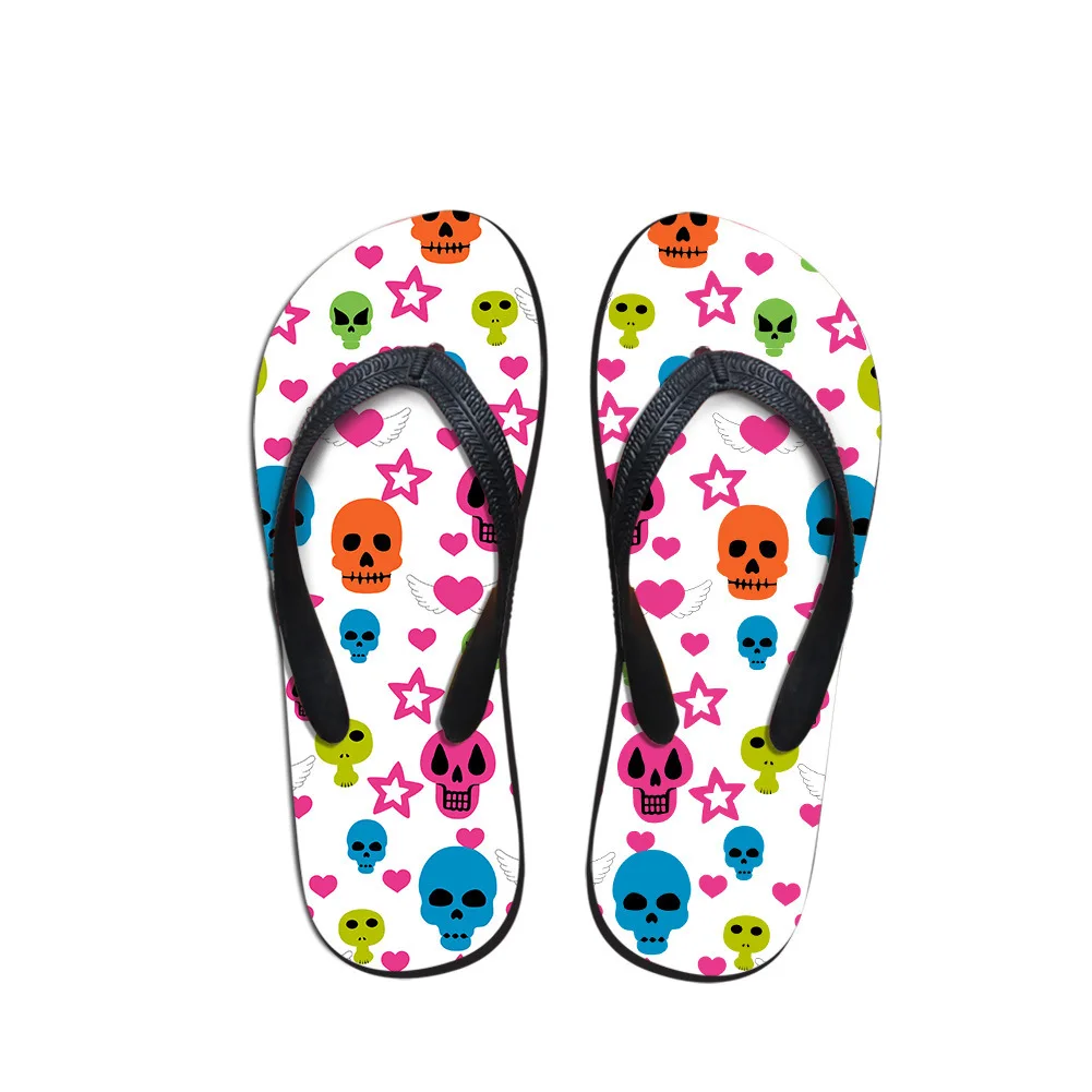 

Customized Antiskid Chancletas Hombres Summer Beach Outdoor Skull Print Flip Slops Sole Men, As pictures or customized