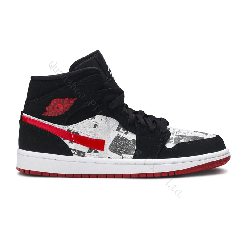 

Jardon 1 Mid Newspaper Men Women Sneakers Fashion Casual Sports Shoes Basketball Shoes