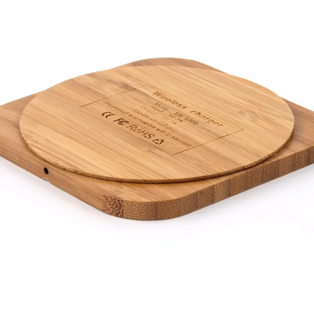 

2020 drop shipping Fast Charge 10w phone Qi Wood Bamboo Wireless Charger Desktop Charging Pad For iPhone 8/8 Plus X Note