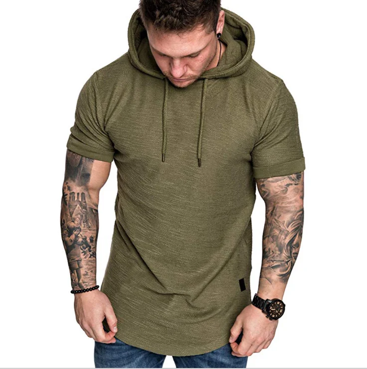 

2021 hot sales custom logo men's fleece short sleeve hoodies & sweatshirts sleeveless bulk hoodies