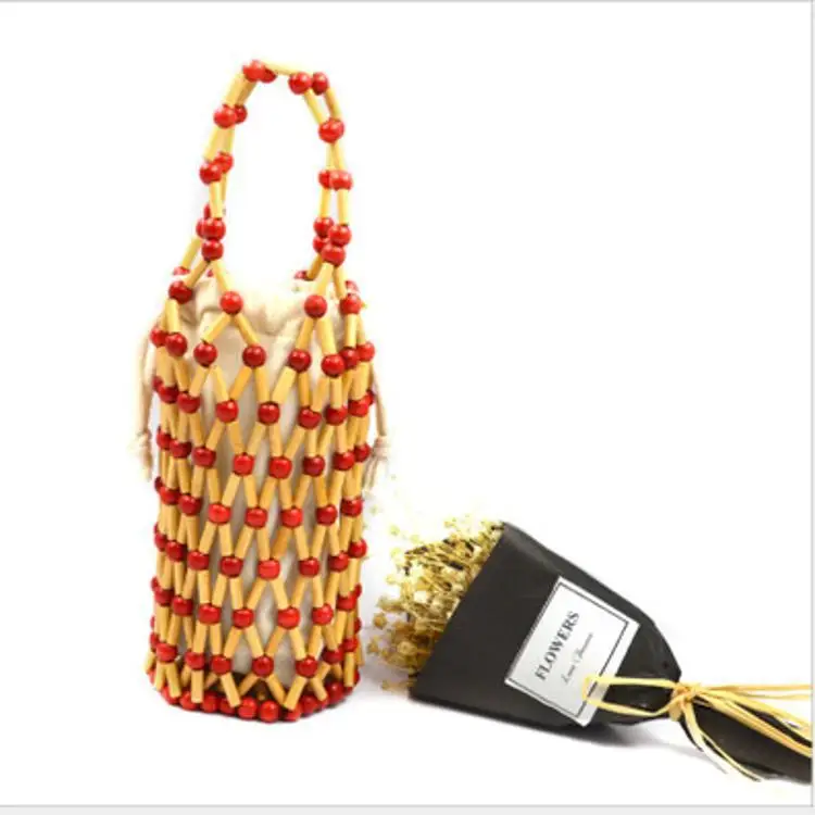 

2021 new rosewood bead woven bucket small bag for dinner one-shoulder cross-body bag, Pic