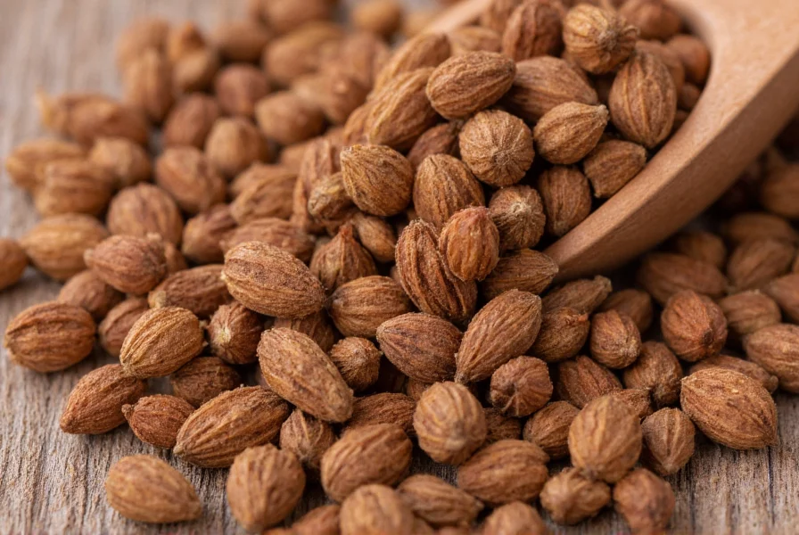 Close-up photography of cumin seeds showing their ridged texture and warm brown color against a rustic wooden background