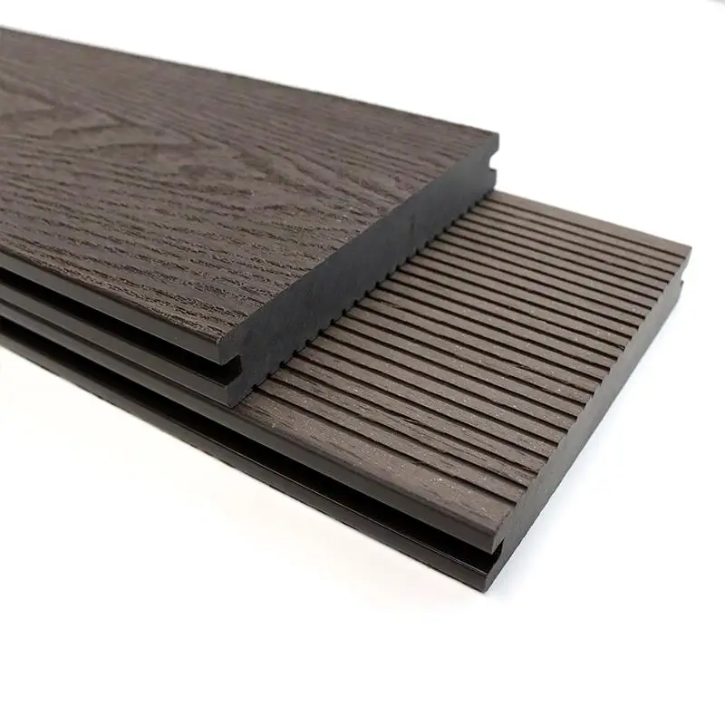 

Wood Plastic Composite Terrace Decking with Wood Grain Flooring Grooved and Solid Interlocking Boards for Waterproof Durability