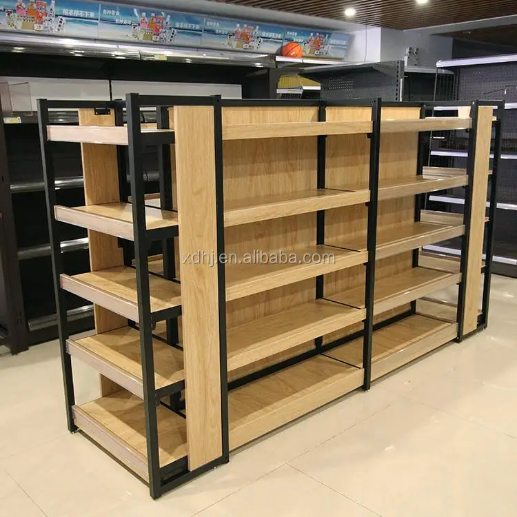 Supermarket/convenience Store Display Racking Shelves Wooden And Metal ...