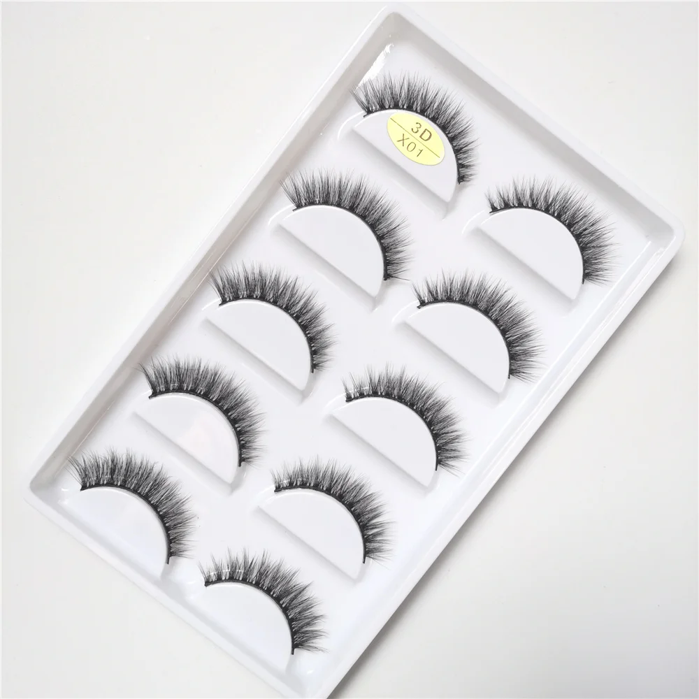 

manufacturers full strip eyelashes 5 pairs natural false eyelashes vegan 3d faux mink lashes x01