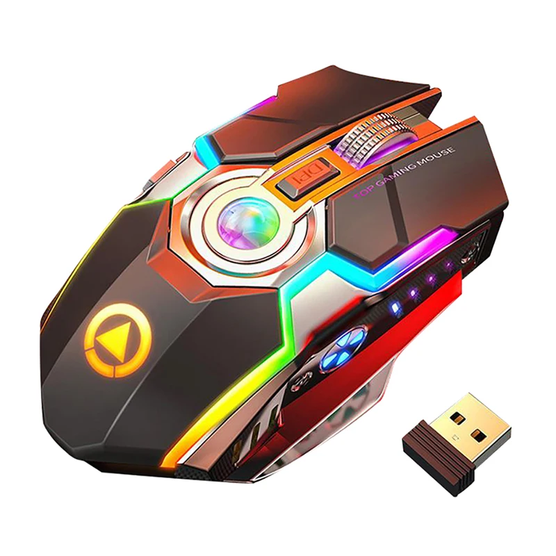 

Hot Selling A5 Rechargeable Mechanical Gaming Mouse E-sports Gaming Silent LED Optical RGB Wireless Mouse, Black/grey