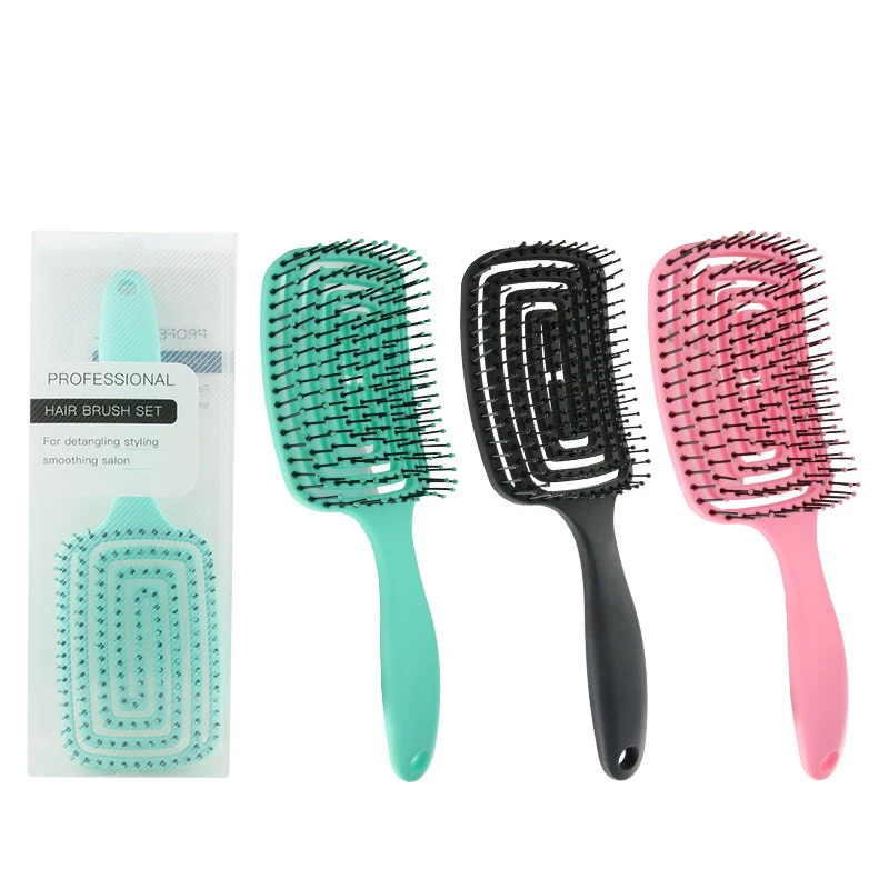 

Detangling Brush Curved & Vented Design Detangler Hair Brush Setwith wide tooth comb