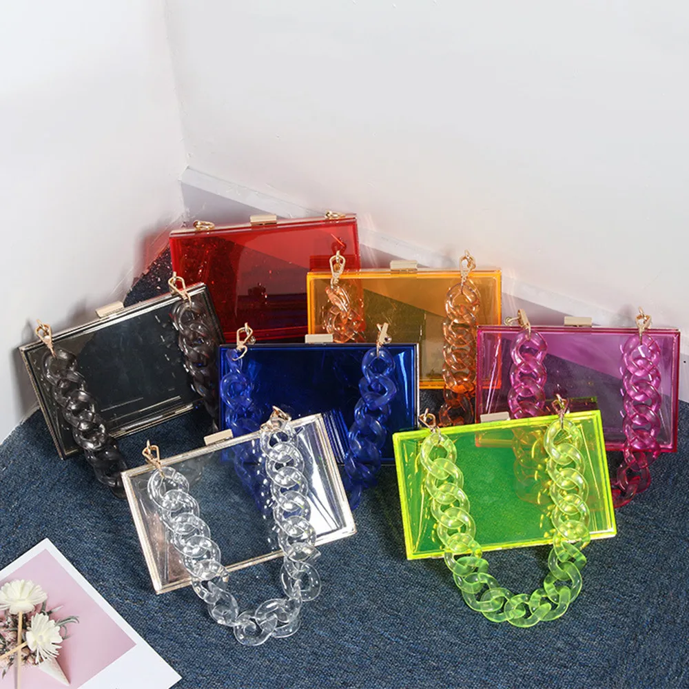 

FANLOSN PVC Small Square Clear Bag Box Bags Women Clear Bags Women Handbags, Red ,green,blue,white,black,orange or any color you need.