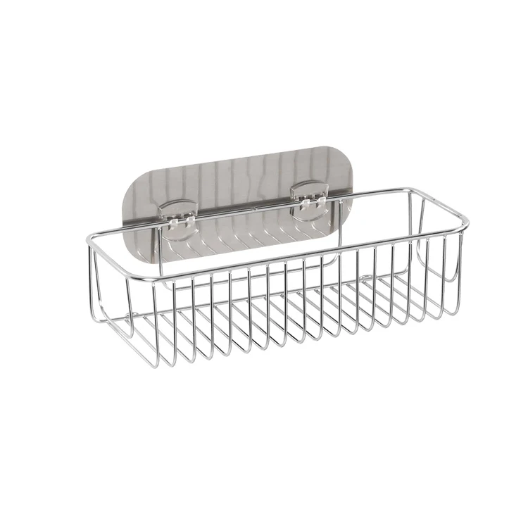 

No Drill Bathroom Shelf Stainless Steel Hanging Rack Shampoo Storage Organizer