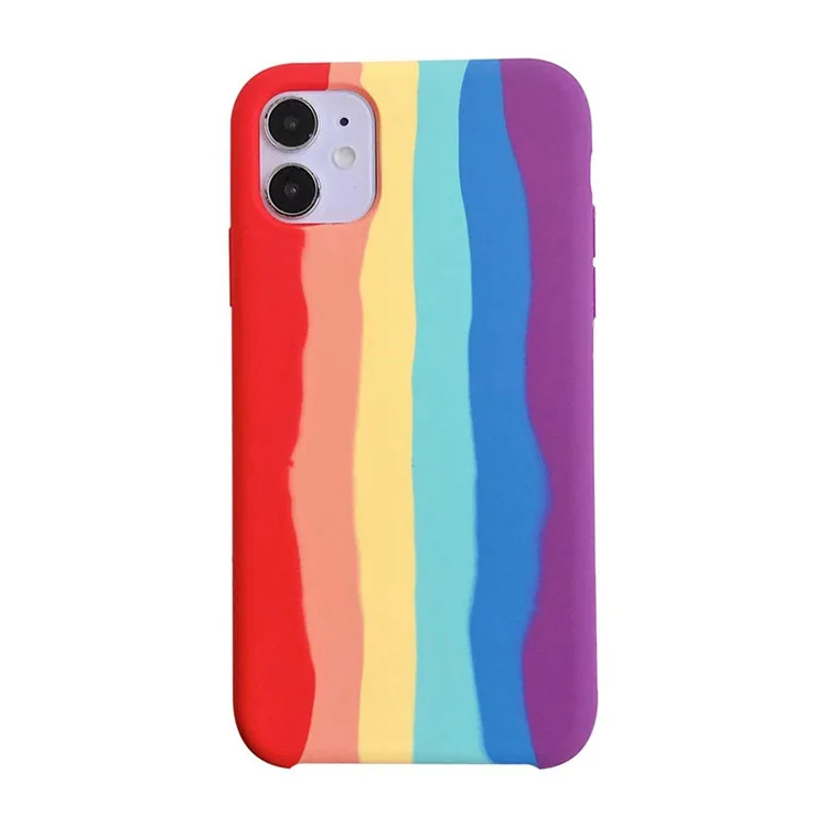 

liquid silicone rainbow phone case for iphone 12 phone case with rainbow with logo