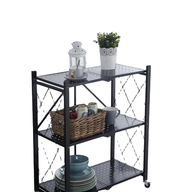

Factory Direct Supply Metal Folding 3 Layer Chrome Cube Storage Shelf
