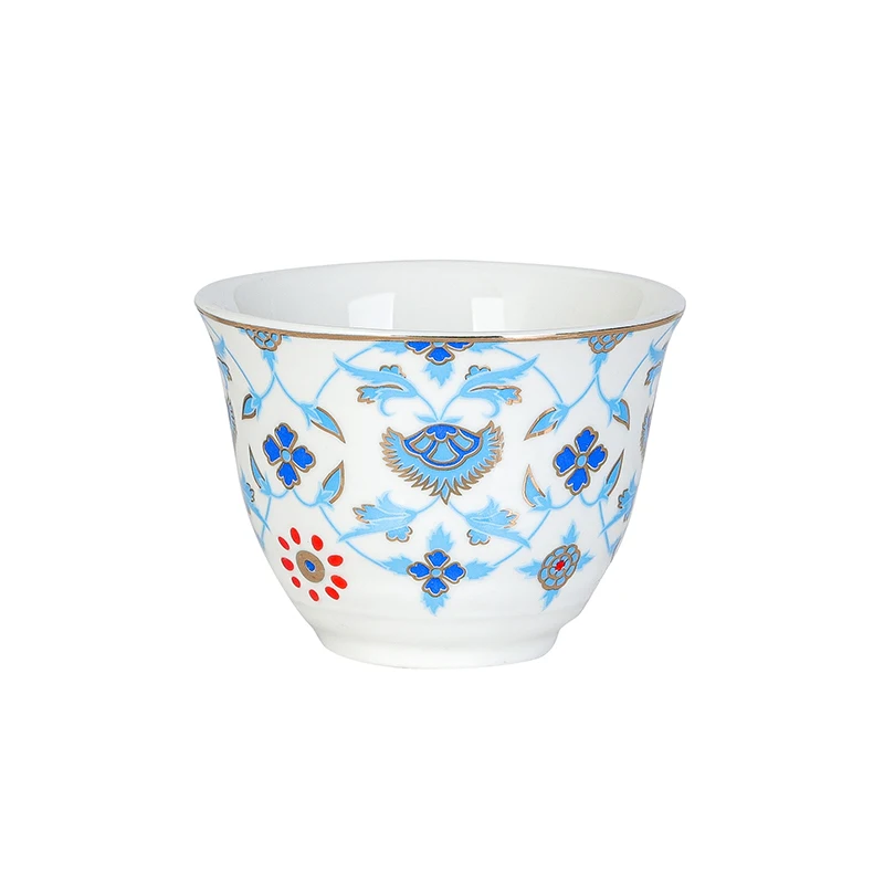 

6 pcs cawa set coffee arabic cawa ceramic cup white and blue, Pink,grey,yellow,etc/customized