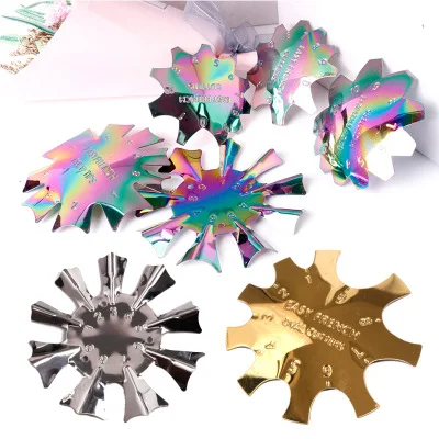 

Silver gold rainbow chrome edge nail tip smile cut model for nail tool art