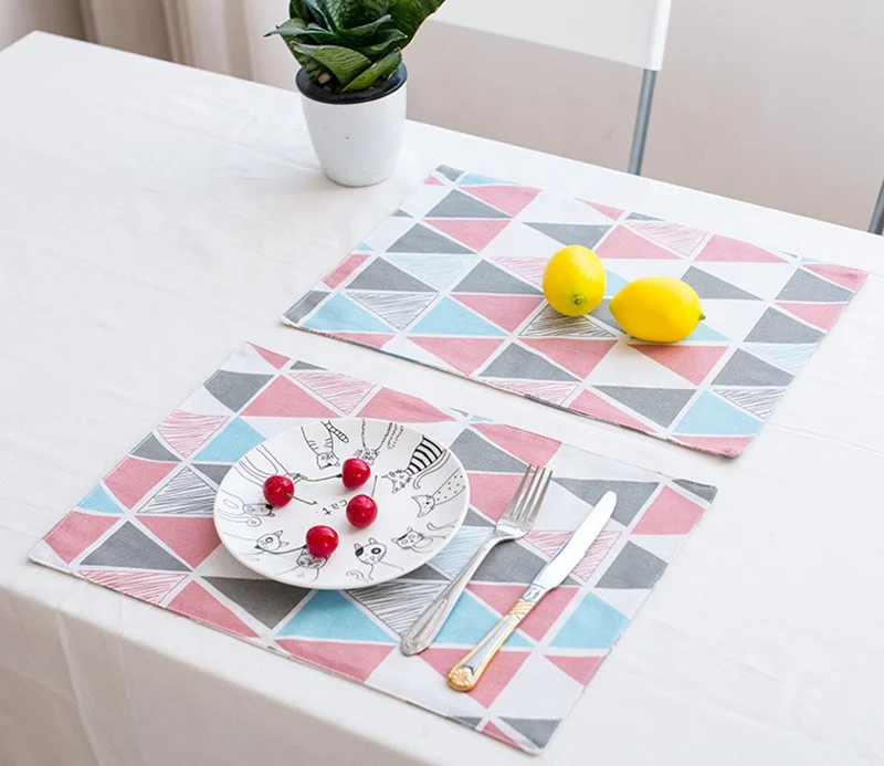 

i@home nordic double layer rectangle western dining cotton woven placemat table mat, Picture