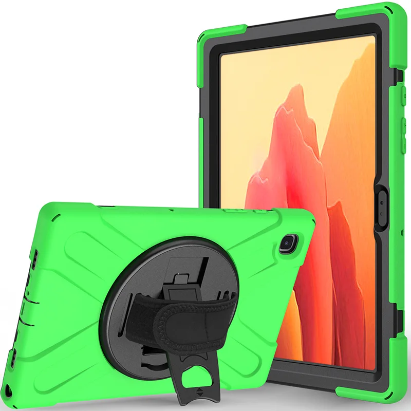 

For Samsung Galaxy Tab A7 10.4 T500 T505 2020 new thick soft silicone shockproof hand strap rotating bracket rugged tablet cover