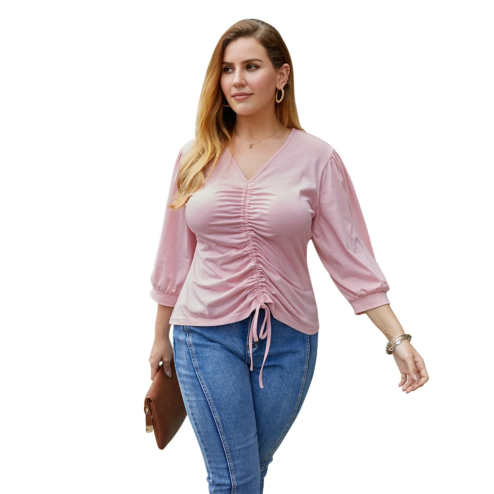 

female solid shirts blouses long sleeves sexy 2020 ladies woman tops fashionable plus size tops, Picture color