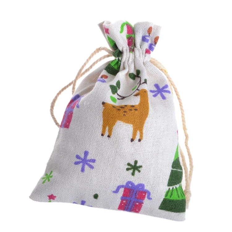 

Wholesale Cheap Burlap Christmas Gift Stocking Bags Sublimation Santa Sack Christmas Drawstring Bag, White