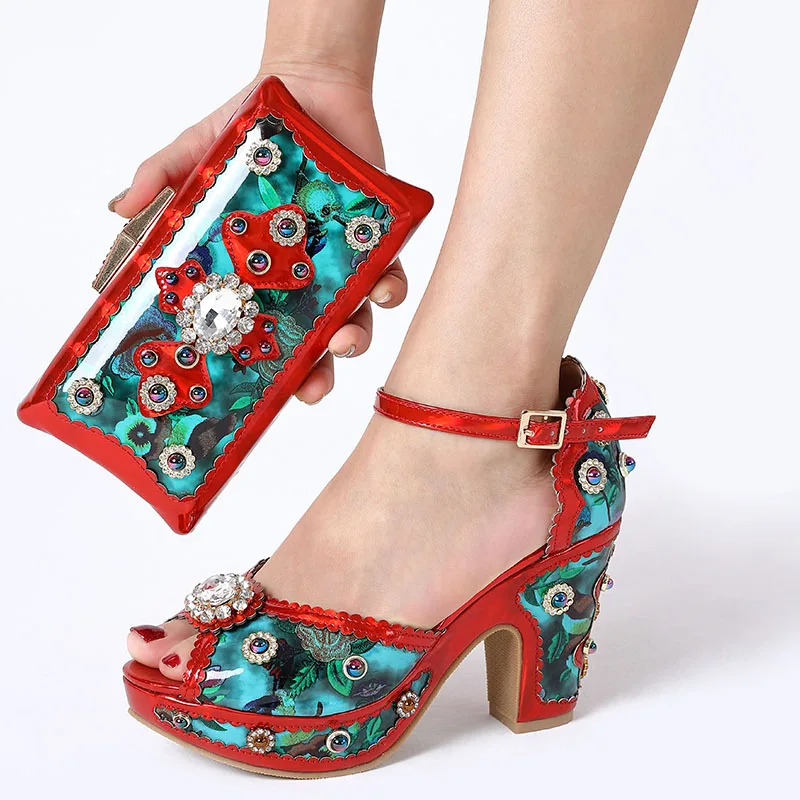 

african women luxurious african shoe and bag set for party
