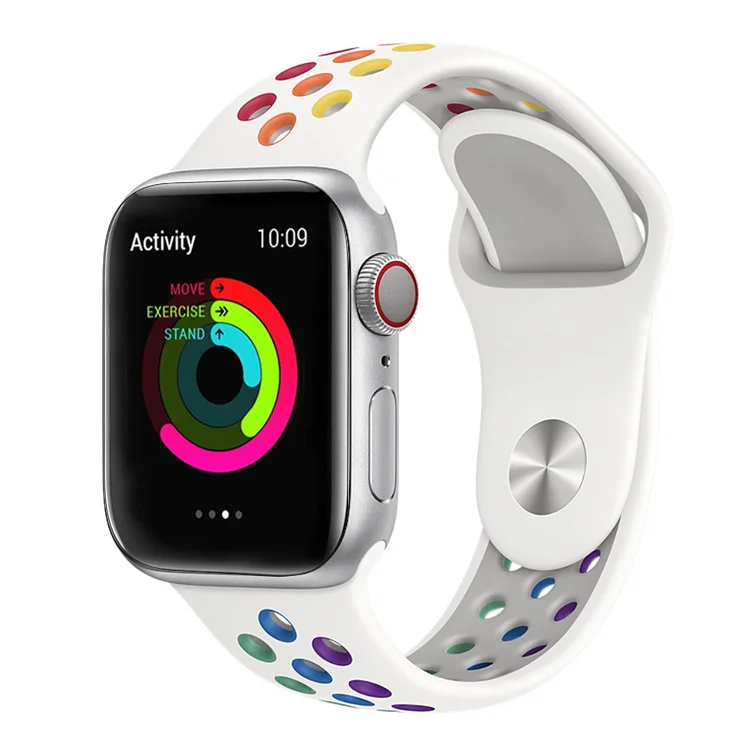 

Belden New Correa deportiva 38 40 42 44mm Rainbow Breathable Silicone Band For Apple Watch Series 1 2 3 4 5 6 SE