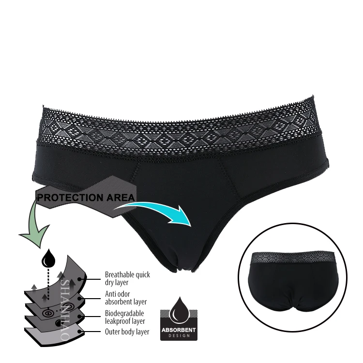 Shanhao OEM Menstrual Panties Culottes Menstruelles Medium Flow Hipster Period Panties Cotton Menstrual Panties for Women