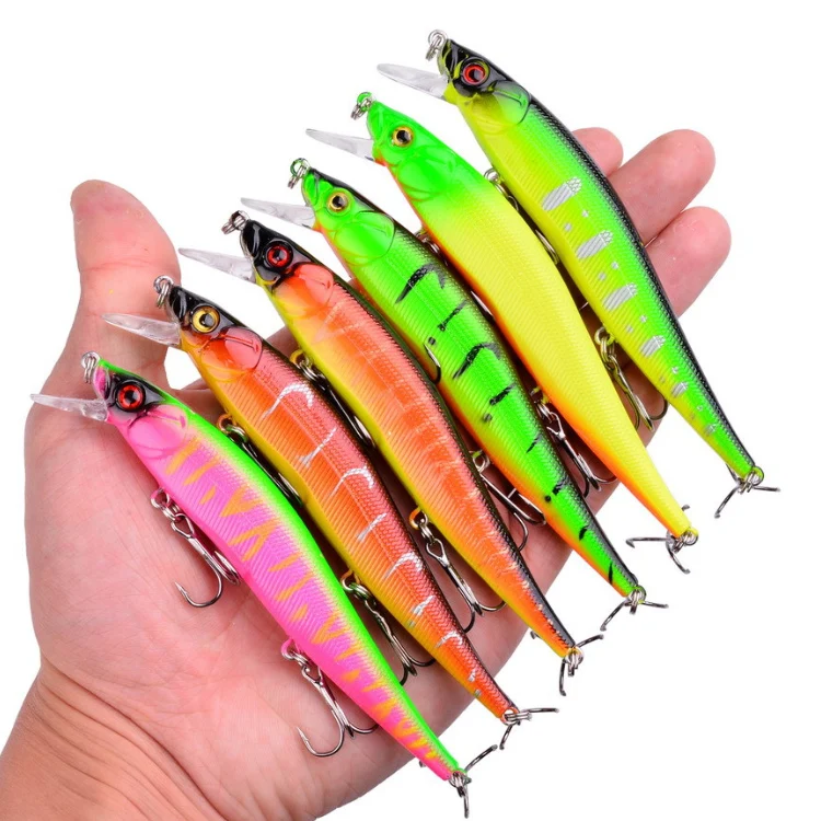 

12cm 13.5g Fishing Lure Hard Minnow Baits Mixed Colors Treble Hooks Fishing Lures Minnow Wobblers