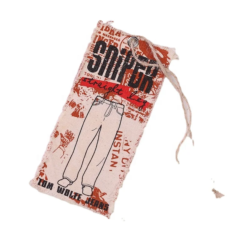 

Customized Brand Logo Swing Tags Canvas Label fabric for Garment, Customized color