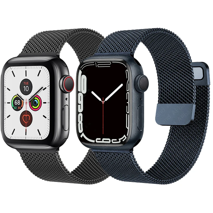 

New design Milanese Loop Stainless Steel Strap For Apple watch Band 44mm 45mm 41mm 40mm 38mm 42mm bracelet iWatch series 7 6 5 4